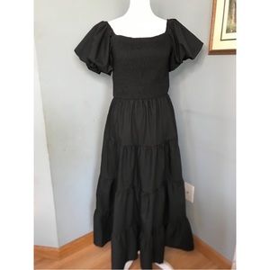 Pretty Garden black tiered ruffle maxi length dress size medium NWT